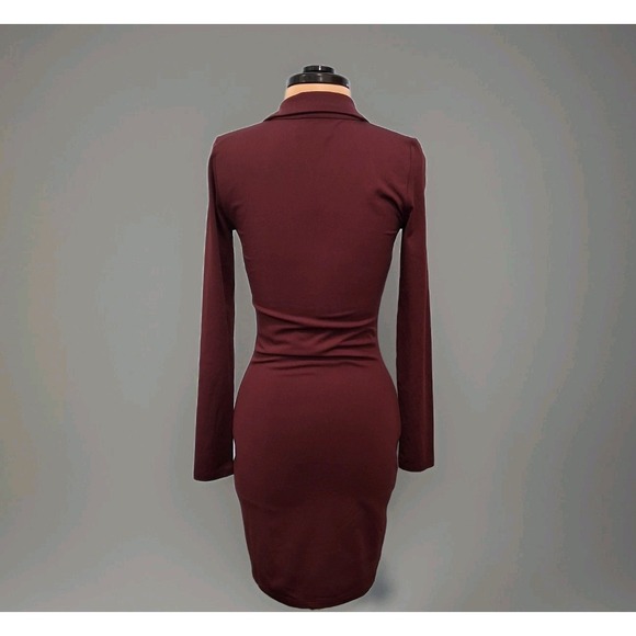 Babaton Contour Polo Long Sleeve Dress Women's Size Small  Maroon Preppy Career - Picture 3 of 15
